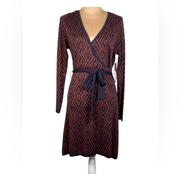 Love Scarlett Cinnamon Spice Diamond Wrap Dress Sweater Style Size Small NWT - Picture 1 of 7